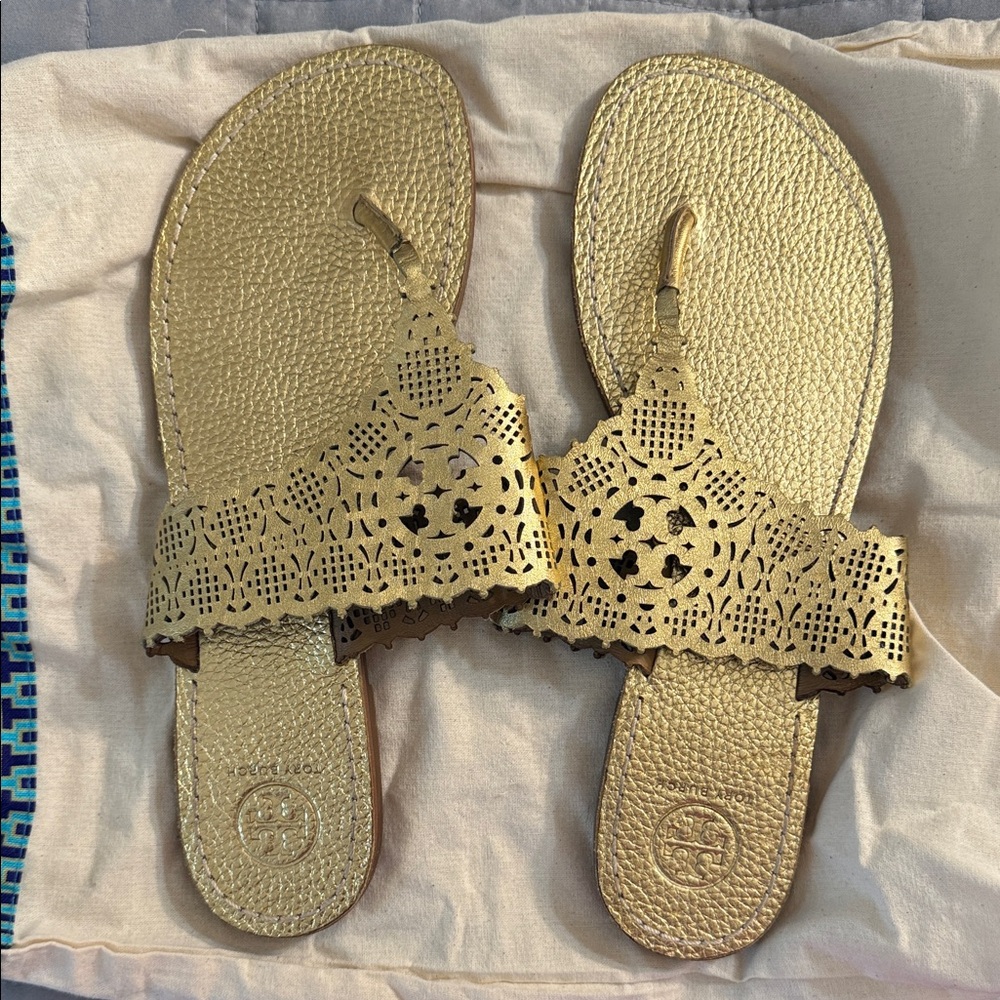 Tory Burch Gold Cutout Sandals